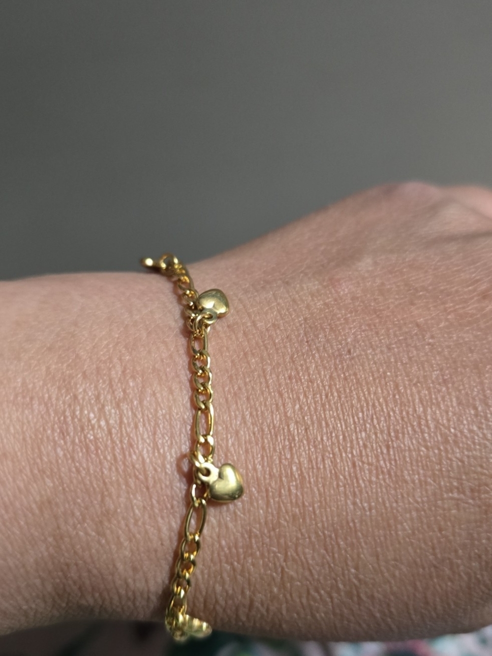 Gold Plated Fashion Heart Charm Link Bracelet - Women's Jewelry